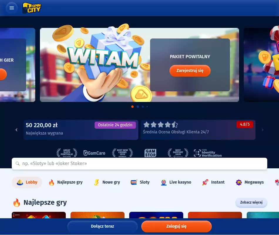 Spin City Casino strona internetowa Spin City Casino Opinie