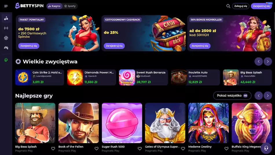 BettySpin Casino strona główna 