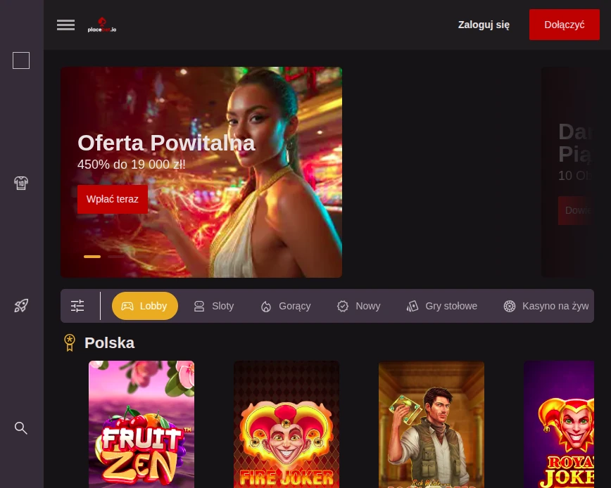 Placebet.io kasyno strona główna
